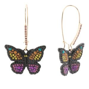NIB Betsey Johnson Butterfly Shepherd Hook Earrings